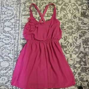 Pink ruffle mini dress